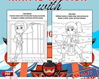 Ninja Warriors Coloring Pages: Kids Activity, Brave Stories (PDF)