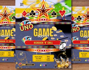 UNO Game Night Invitation: Animated Party Flyer Canva Template (MP4 File, Social Media Ready)