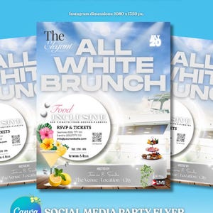 Editable All White Brunch Flyer | Brunch Invitation | Motion All White Party Template | Canva Templates | Motion Flyer Templates | Animated