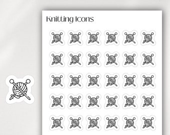 KNITTING  Mini Icon Stickers | Minimalist Planner Stickers | Functional Stickers | Bullet Journal