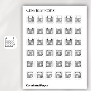 CALENDAR Mini Icon Stickers | Minimalist Planner Stickers | Functional Stickers | Bullet Journal|
