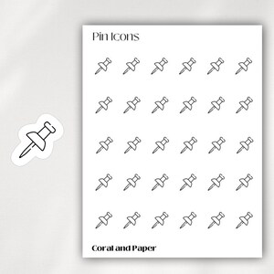 PUSH PIN Mini Symbol Aufkleber | Minimalistische Planer Aufkleber | Funktionsaufkleber | Bullet Journal
