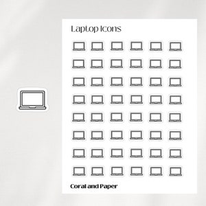 LAPTOP Mini Icon Stickers | Minimalist Planner Stickers | Functional Stickers | Bullet Journal