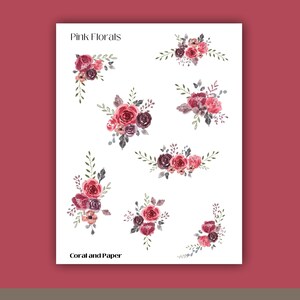 ROZE BLOEMEN - decoratieve stickers | Plannerstickers | Stickervel