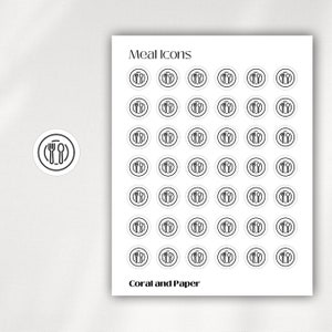 Meal/Plate Mini Icon Stickers | Minimalist Planner Stickers | Functional Stickers | Budget Stickers | Bullet Journal
