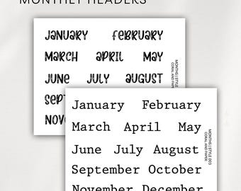 MONTHLY HEADERS - Planner Stickers | Script Months | Bujo Stickers | Bullet Journal | Hobonichi |