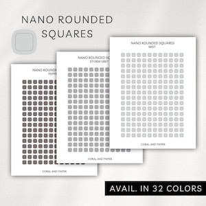 Foglio di adesivi per planner quadrati NANO ARROTONDATI TRASPARENTI / Piccoli quadrati nano / Bullet Journal / Pianificazione minima / Adesivi per planner funzionali