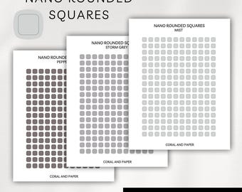 TRANSPARENT NANO ROUNDED Squares Planner Sticker Sheet | Tiny Nano Squares | Bullet Journal | Minimal Planning | Functional Planner Stickers