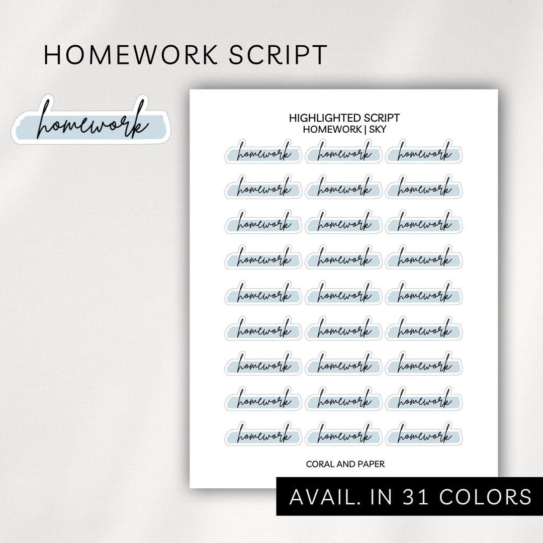 HOMEWORK - HIGHLIGHT Script Planner Stickers | Minimalist Planning ...