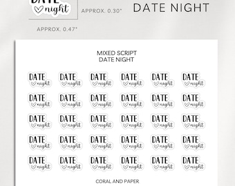 Date Night Mixed Script Planner Stickers | Minimalist Planning | Functional Planner Stickers | Bullet Journal