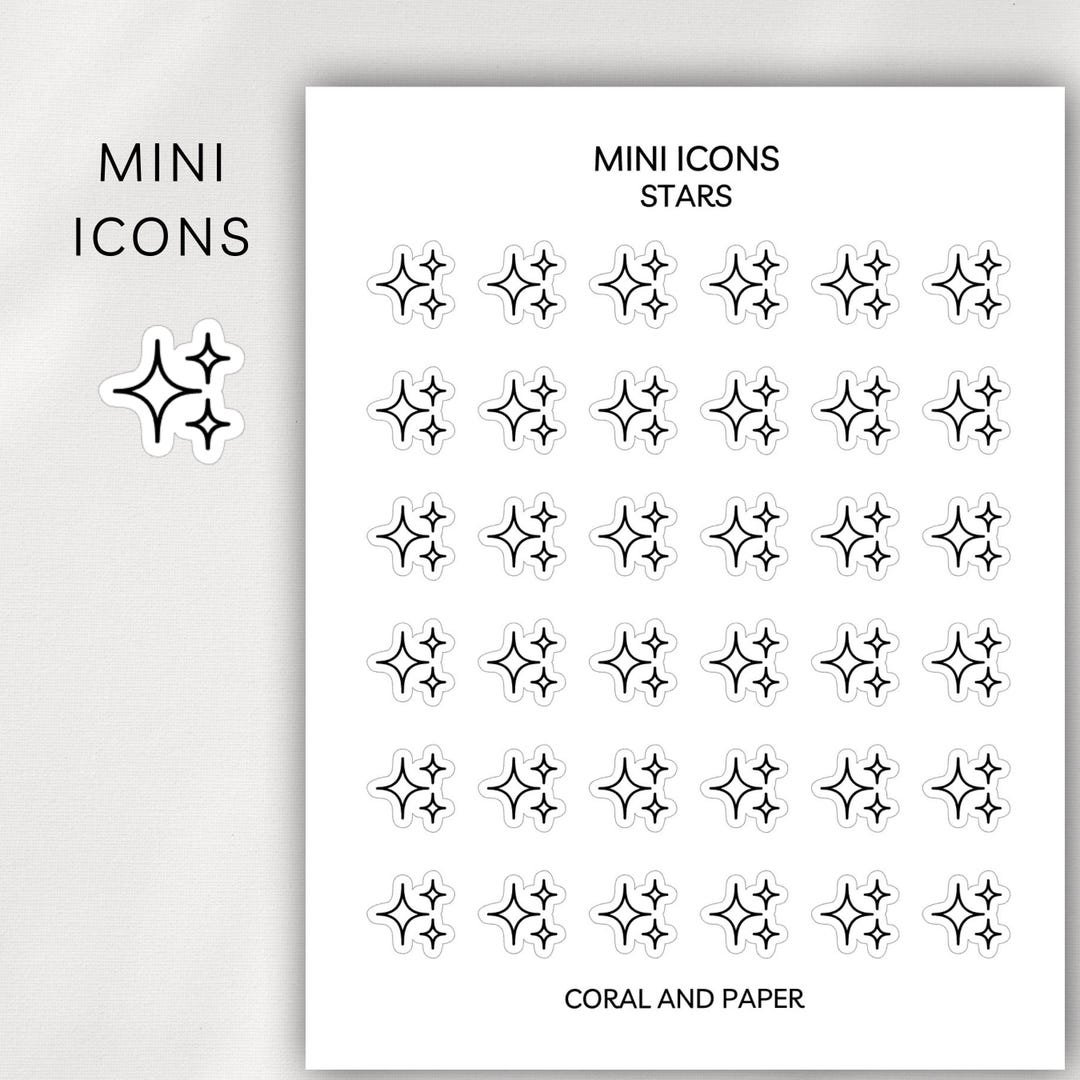 Stars Mini Icon Stickers | Minimalist Planner Stickers | Functional ...