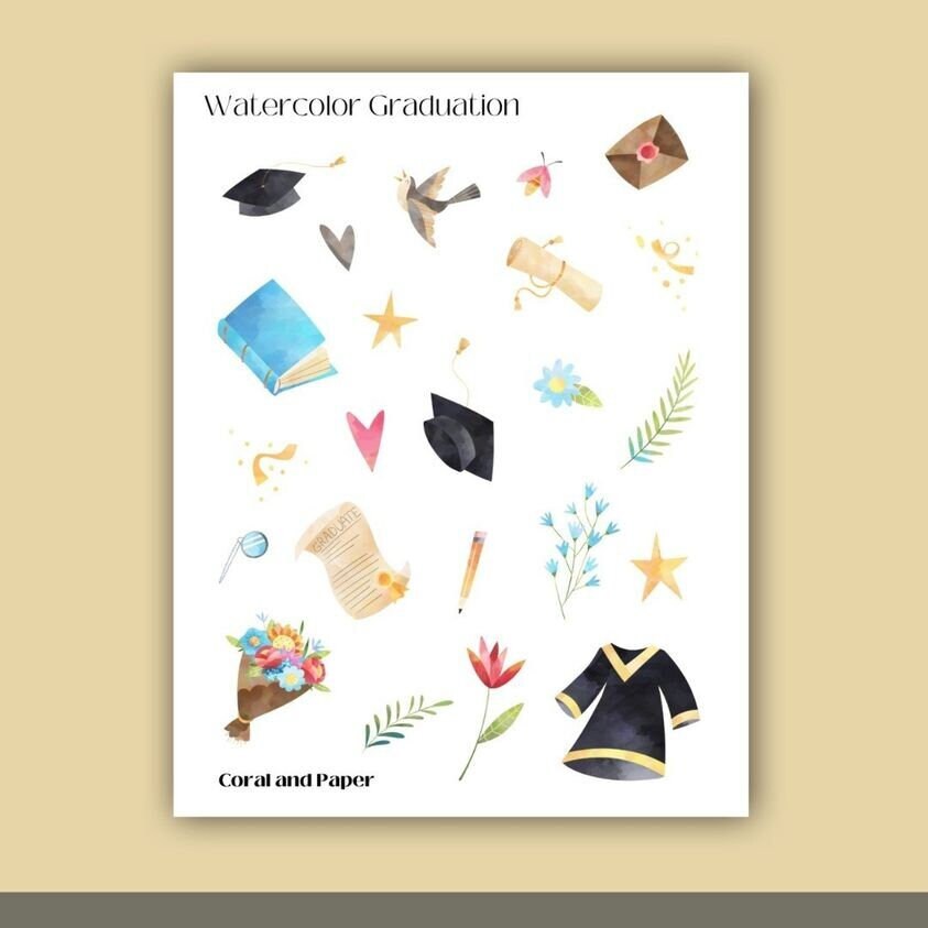 GRADUATION - Deco Stickers | Planner Stickers | Sticker Sheet - Etsy