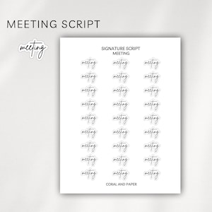 MEETING - Signature Script  Planner Stickers | Minimalist Planning |Functional Planner Stickers| Bullet Journal