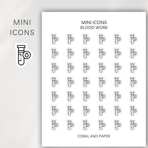 Blood Work Mini Icons | Medical Appointments Icons | Blood Tests | Functional Mini Stickers | Planner Stickers
