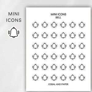 Mini íconos de campana / Pegatinas funcionales minimalistas para alertas, plazos y notificaciones / Recordatorios, notificaciones y tareas importantes