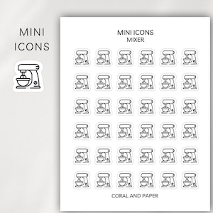 BAKING MIXER - Mini Icon Stickers | Minimalist Planner Stickers | Functional Stickers | Bullet Journal