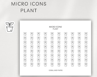 Plant Micro Icons | Minimal Functional Planner Stickers | Tiny Gardening & Houseplant Tracker | Tiny Pot Plant Journaling and Planning