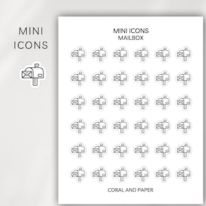 Adesivos de miniícones MAILBOX | Envio para pequenas empresas, Happy Mail | Ícones funcionais minúsculos para pedidos, pacotes, entregas de correspondência | Correspondências recebidas e enviadas