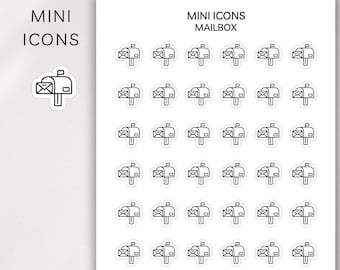 Adesivi con mini icone MAILBOX / Spedizioni per piccole imprese, Happy Mail / Piccole icone funzionali per ordini, pacchi, spedizioni postali / Posta in arrivo e in uscita