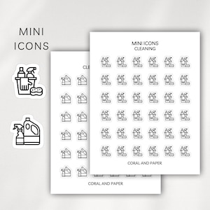 Pegatinas de iconos pequeños de limpieza / Pegatinas minimalistas para planificadores / Pegatinas funcionales / Bullet Journal