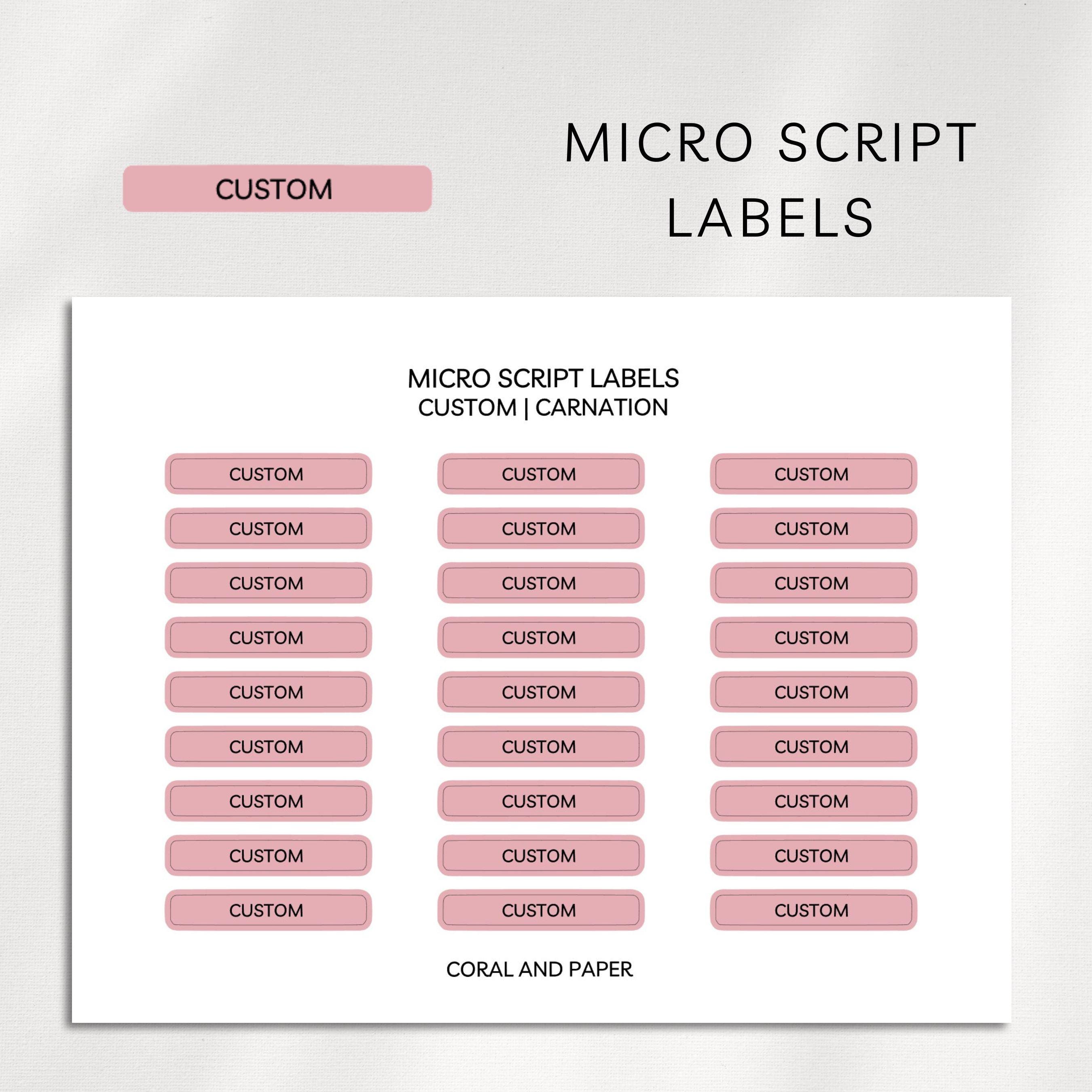 Étiquettes personnalisées Micro Script | Stickers agenda personnalisés | Hobonichi cousin
