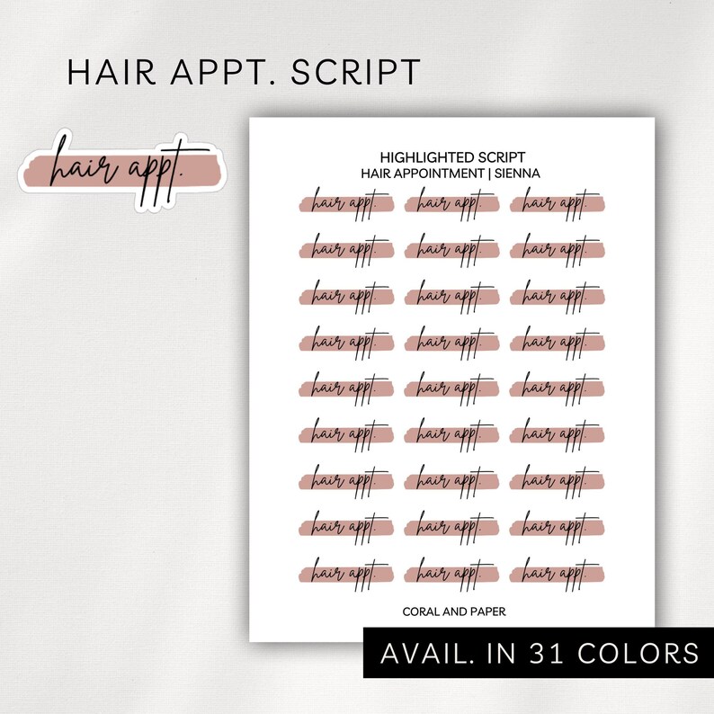 HAIR APPT. - HIGHLIGHT Script Planner Stickers | Minimalist Planning ...