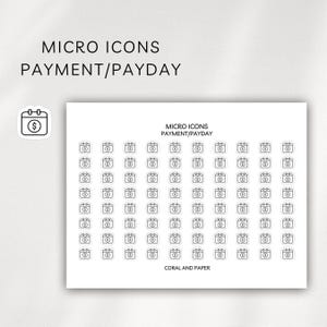 Mikroikoner för lönecheck | Insättningsspårning | Minimala klistermärken för betalningskalender | Små ikoner för budgetplanerare | Utgiftsspårning | Lönedag