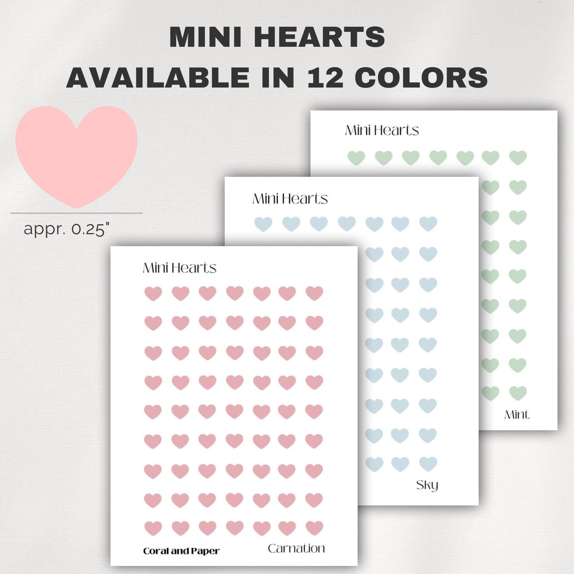 Minimalistic Mini Heart Stickers (3 Colors Available)