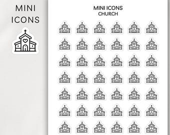 Kirche Mini Symbol Planner Stickers | Christlicher Glaube Symbol | Bibelarbeit | Sonntagsgottesdienst | Funktionale Planer Sticker