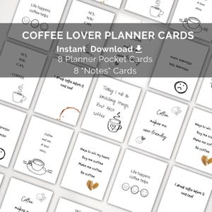 COFFEE LOVER - Printable Planner Cards, Inspirational Planner Pocket Cards, Minimal Planner Cards