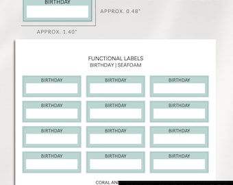 GEBURTSTAG LABEL BOXES Funktionale Planer Aufkleber | Minimalistische Planung | Minimal Appt Aufkleber | Planer Etiketten | Bullet Journal