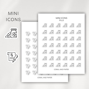 Pillen - REZEPTE Mini Aufkleber Symbol | Minimalistische Planer Aufkleber | Funktionsaufkleber | Medizin Sticker | Bullet Journal