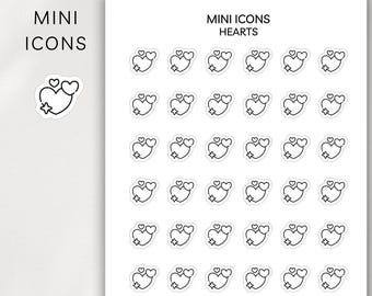 Heart Mini Planner Stickers | Love & Celebration Icons | Minimal Functional Stickers | Hobonichi | Bullet Journal