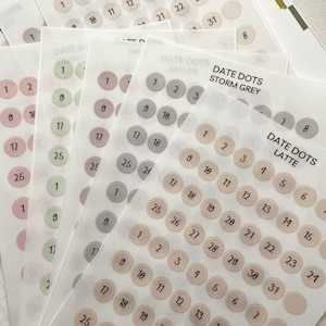 DATE MINI DOTS - Minimal Functional | Dots Planner Stickers | Tiny Circle Dots Stickers | Bullet Journal | Planning | Calendar Dates