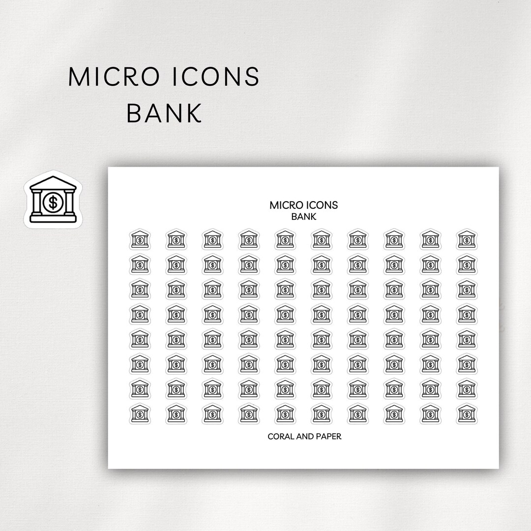 Sticker Bank Label Bank Micro Icon Stickers | Tiny Finance Planner Stickers | Savings ...