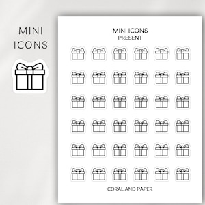PRESENT / GIFT Mini Icon Stickers | Minimalist Planner Stickers | Functional Stickers | Budget Stickers | Bullet Journal | Hobonichi Planner