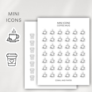 COFFEE CUP MUG -  Mini Icon Stickers | Minimalist Planner Stickers | Functional Stickers | Budget Stickers | Bullet Journal