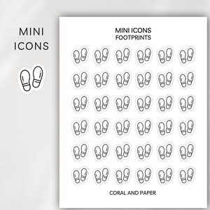 FOOTPRINTS - WALKING - Mini Adesivos de ícones | Adesivos de planejador minimalista | Adesivos funcionais | Bullet Journal