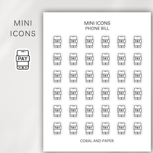 PHONE BILL Mini Icon Stickers | Minimalist Planner Stickers | Functional Stickers | Budget Stickers | Bullet Journal