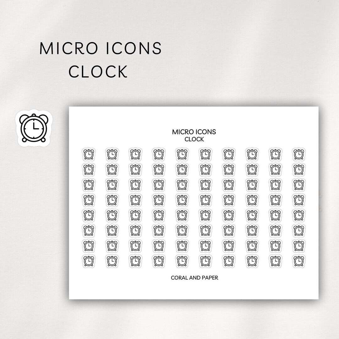 Clock Micro Icons | Tiny Time Management Stickers | Minimal Functional ...