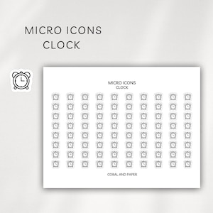 Clock Micro Icons | Tiny Time Management Stickers | Minimal Functional Planner Icons for Appointments, Deadlines, Routines Reminders, Alarm