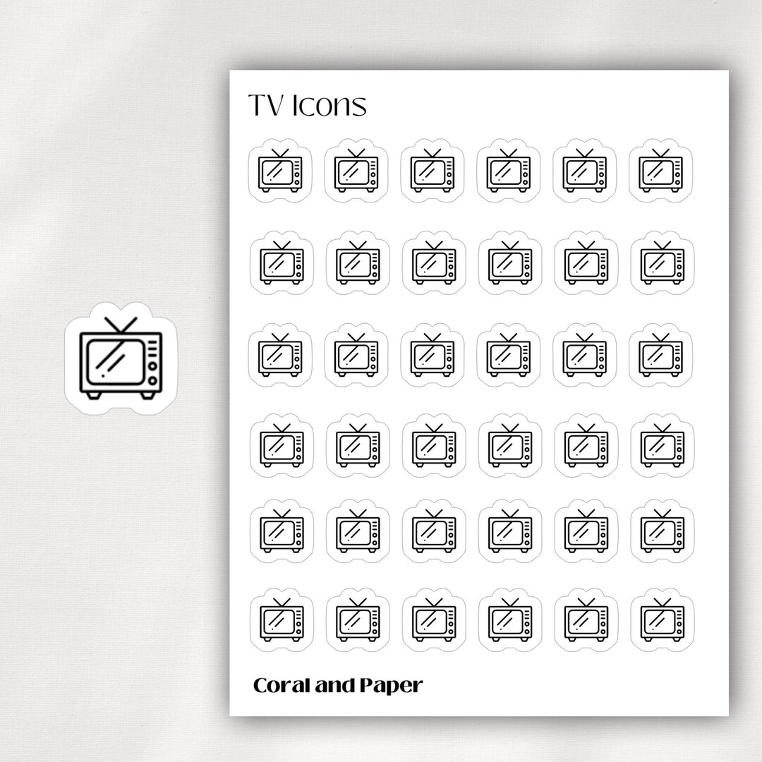 TV Mini Icon Stickers | Minimalist Planner Stickers | Functional ...