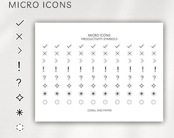Adesivos de Microícone de Produtividade para Planejador: Adesivos Funcionais Minimalistas