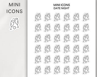 DATE NIGHT - Mini Icon Stickers | Minimalist Planner Stickers | Functional Stickers | Bullet Journal
