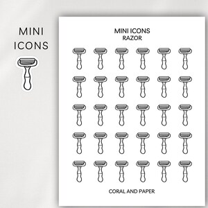 RAZOR - Mini Icon Stickers | Minimalist Planner Stickers | Functional Stickers | Bullet Journal