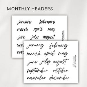 MONTHLY HEADERS Stickers | Script Months | Bujo Stickers | Bullet Journal | Hobonichi |