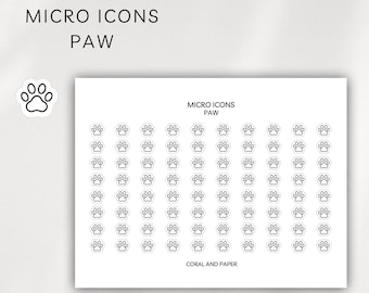 Micro icone a forma di zampa / Adesivi per la cura degli animali domestici e la pianificazione degli appuntamenti veterinari / Piccole icone funzionali per passeggiate, toelettatura, pet sitting, tracciamento degli animali