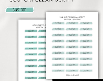 CUSTOM - CLEAN SCRIPT Highlight Script Planner Stickers | Minimalistische Planung | Funktionsaufkleber | Bullet Journal | Bujo | Hobonichi