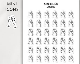 CHEERS - TOASTING Mini Icon Stickers | Minimalist Planner Stickers | Functional Stickers | Bullet Journal