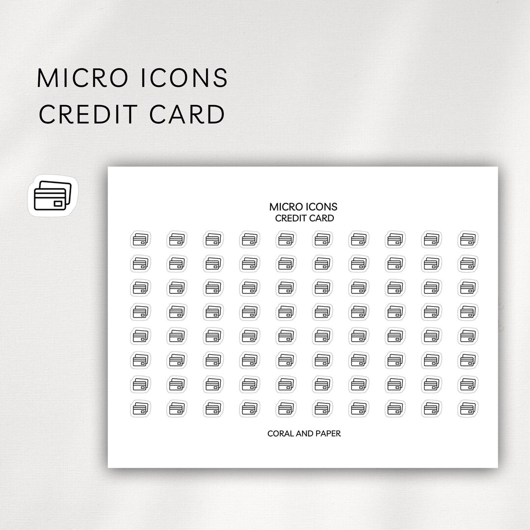 Credit Card Micro Icon Sticker Sheet | Minimalist Functional Stickers ...
